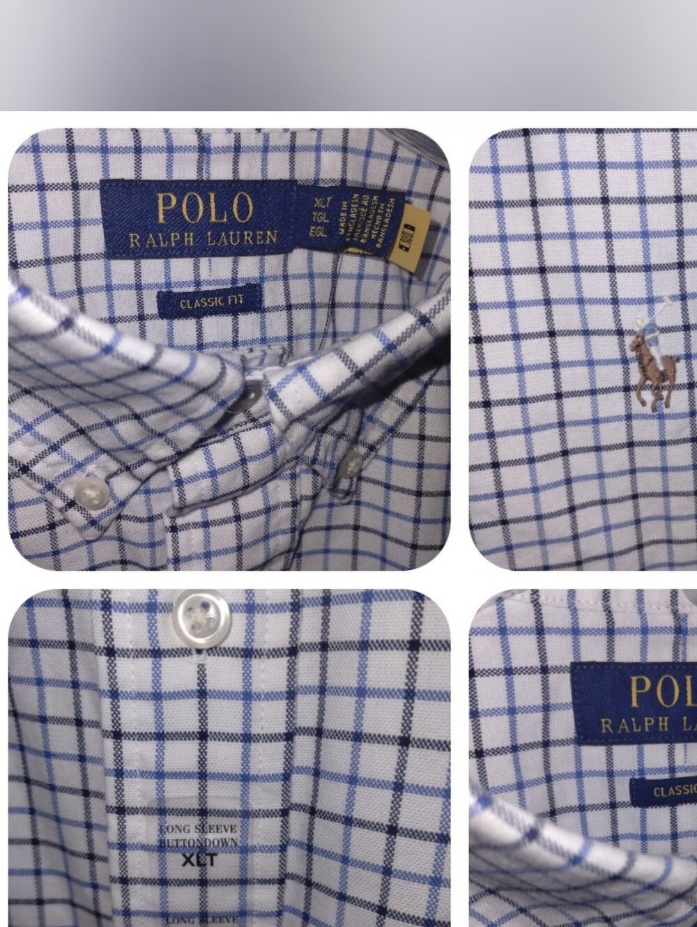 NWT Polo Ralph Lauren Men’s XLT Classic Fit Blue Check Long Sleeve Shirt